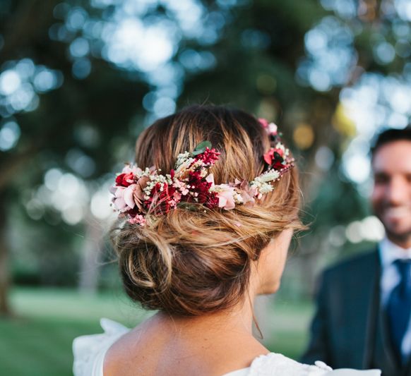 Stylish Wedding Dress with beautiful Back Detail from Beba’s Closet, for a Destination Wedding at Castillo de Viñuelas in Madrid, Spain | Lorena San José Photography