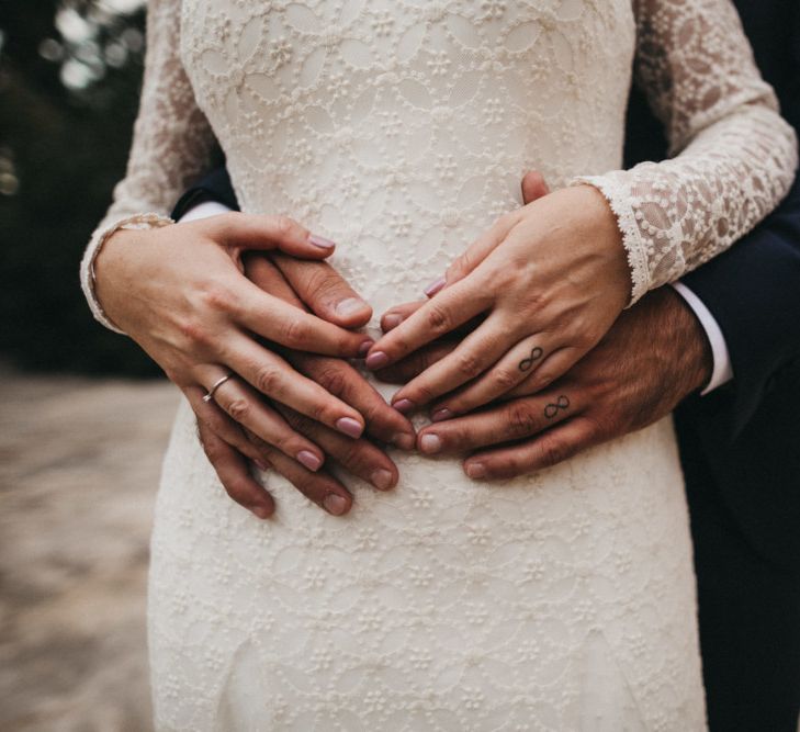 Pink wedding nails for bride