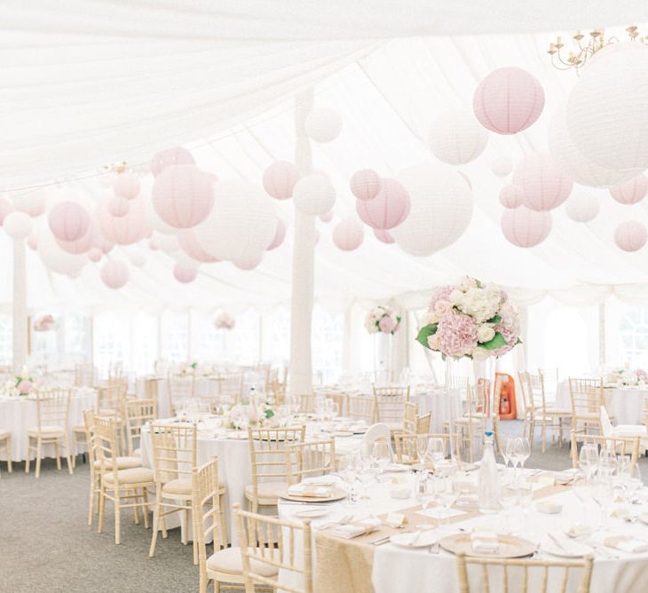 White and Pink Wedding Marquee at Middleton Lodge Image by Sarah Ethan Photography