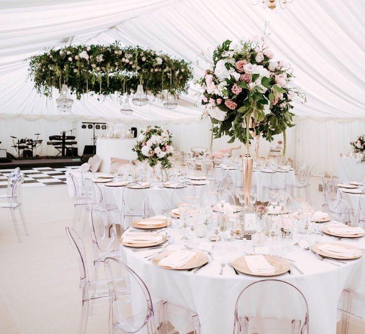 Hanging Flower Hoop and Ghost Chairs in Vibert Marquee