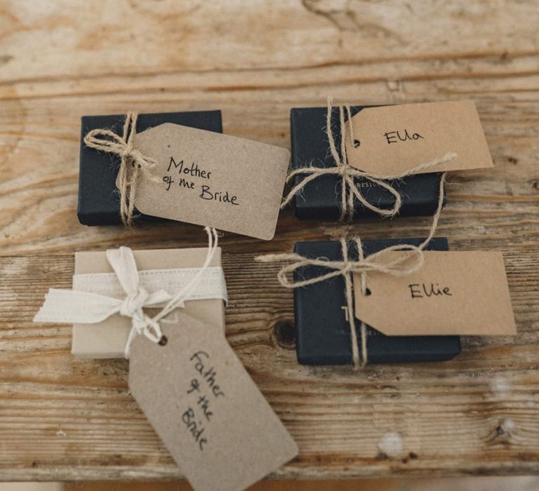 Wedding gifts with luggage tags