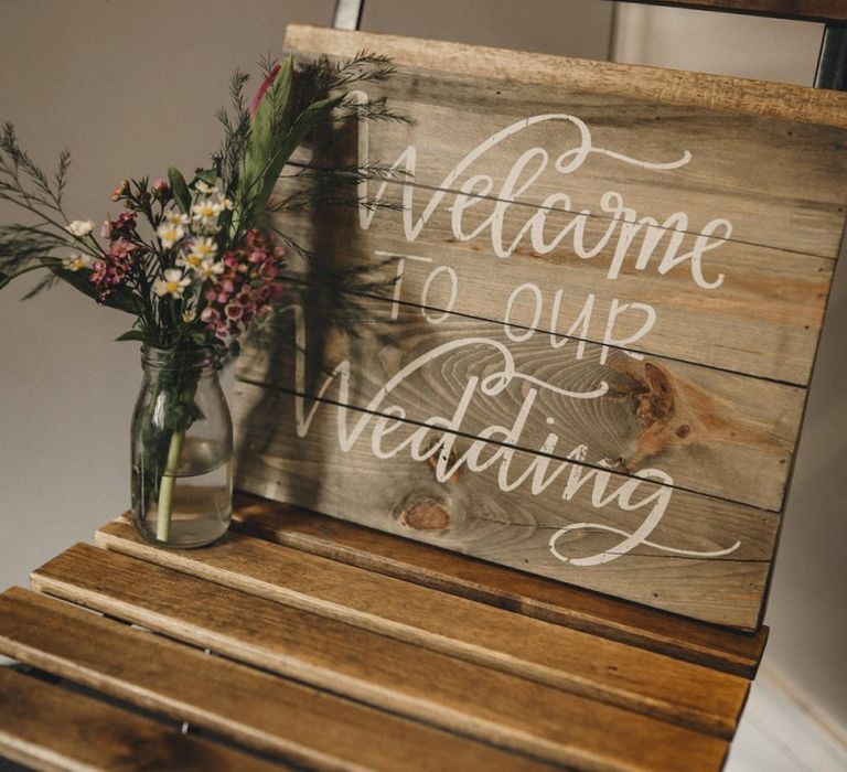 Wooden welcome to our wedding wedding sign