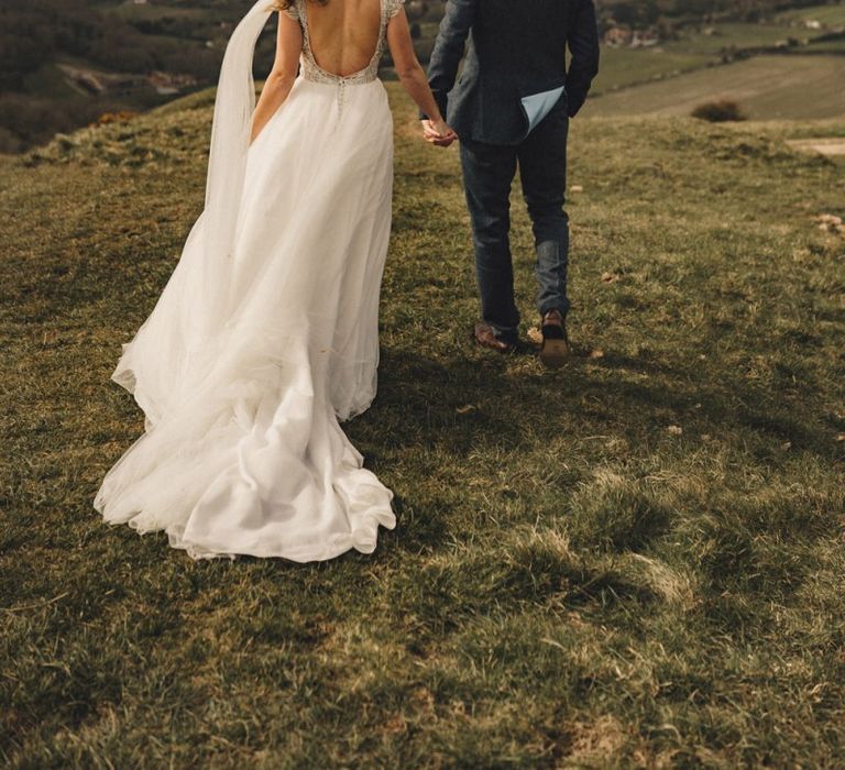 former 2014 Great British Bake Off contestant Martha Collinson in low back Moriilee wedding dress