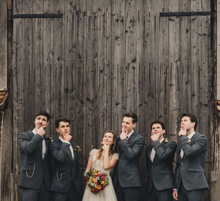 bride with the groomsmen