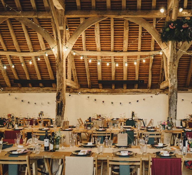 Rustic barn wedding reception for former 2014 Great British Bake Off contestant Martha Collinson