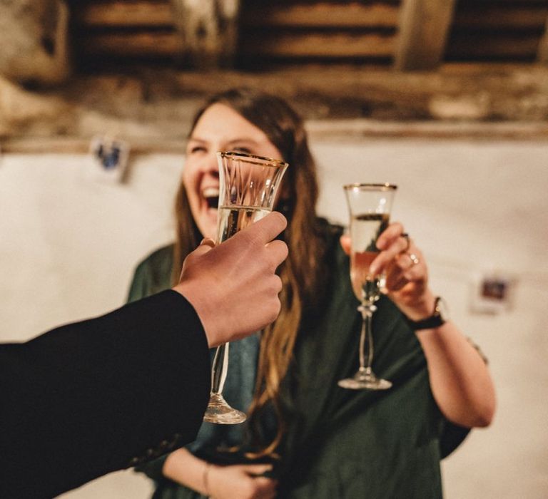 Wedding guests making a toast