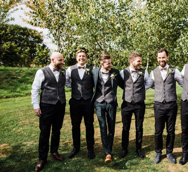 Groomsmen in Wool Waistcoats and Bow Ties