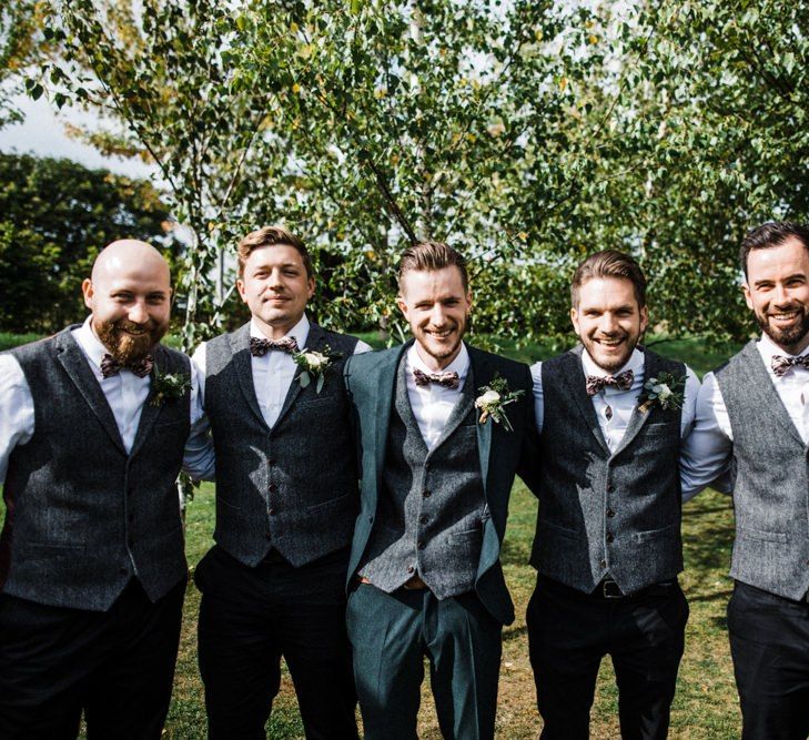 Groomsmen in Wool Waistcoats and Bow Ties