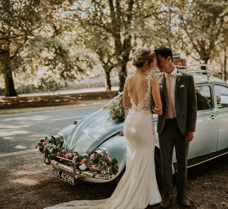 Vintage VW Beetle For A Pastel Pink Wedding At Bristol Harbour Hotel With Bridesmaids In ASOS And Images From Nataly J Photography