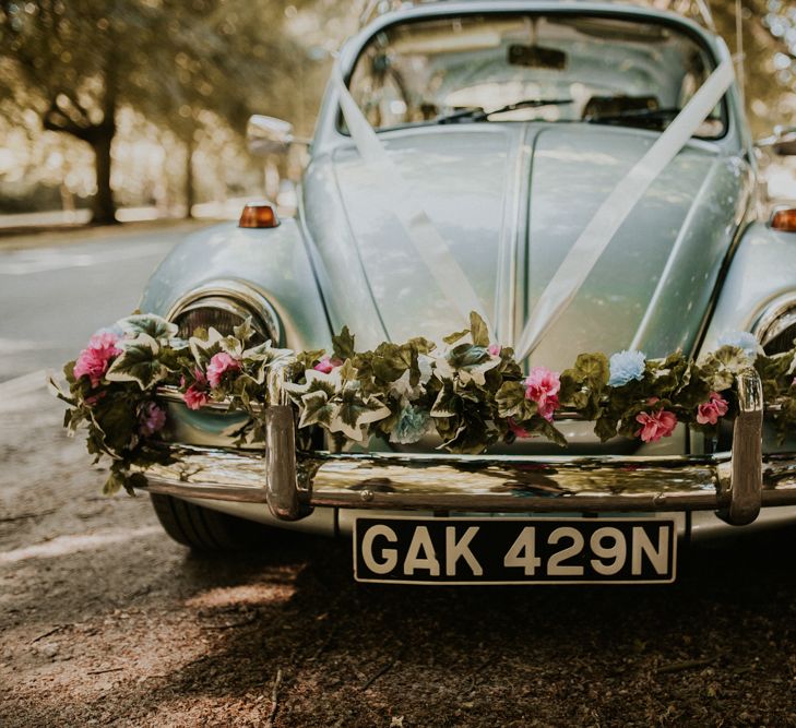 Vintage VW Beetle For A Pastel Pink Wedding At Bristol Harbour Hotel With Bridesmaids In ASOS And Images From Nataly J Photography