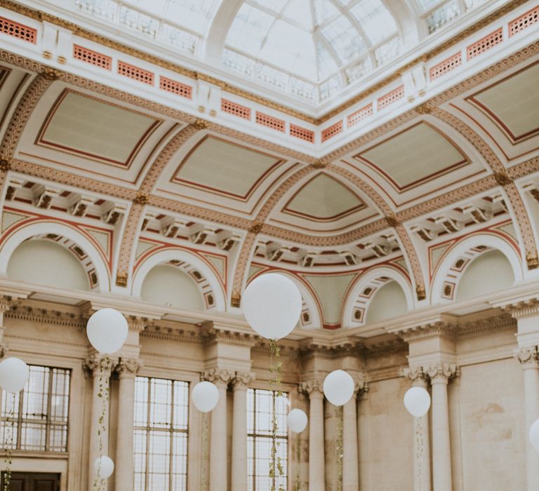 Bristol Harbour Hotel Wedding With White Balloon Decor / Image By Nataly J Photography