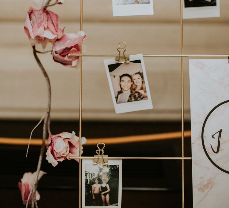 Guest Book Table For Wedding With Polaroid Camera / Image By Nataly J Photography