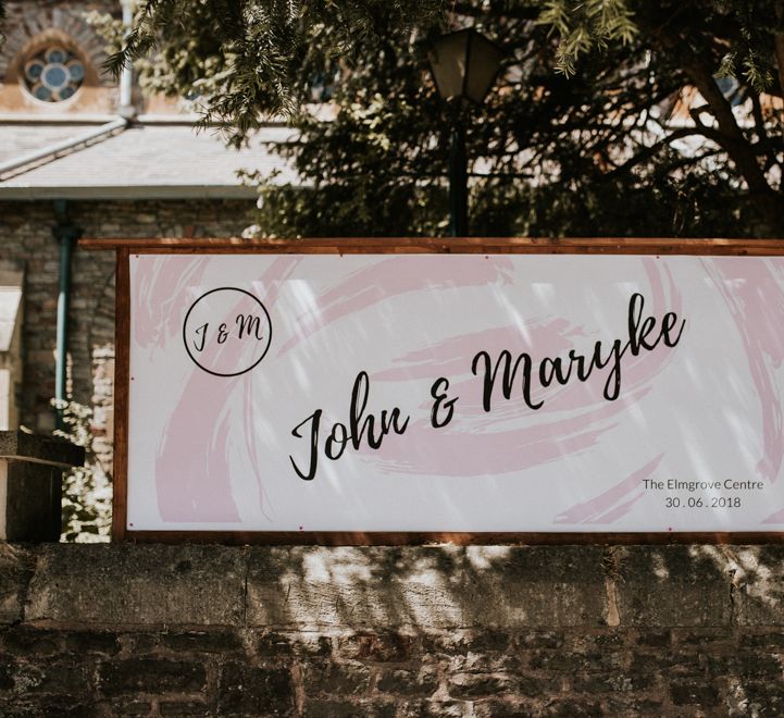 Pink Floral Wedding Sign / Image By Nataly J Photography