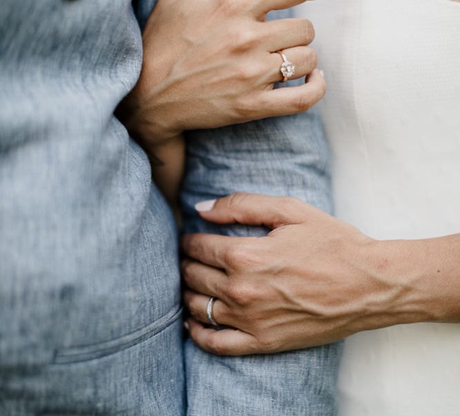 Bride holding groom