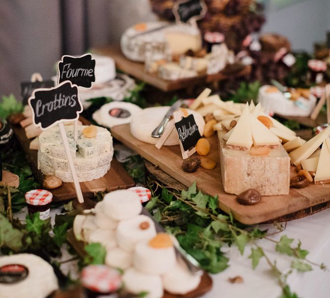 Cheese platters at wedding