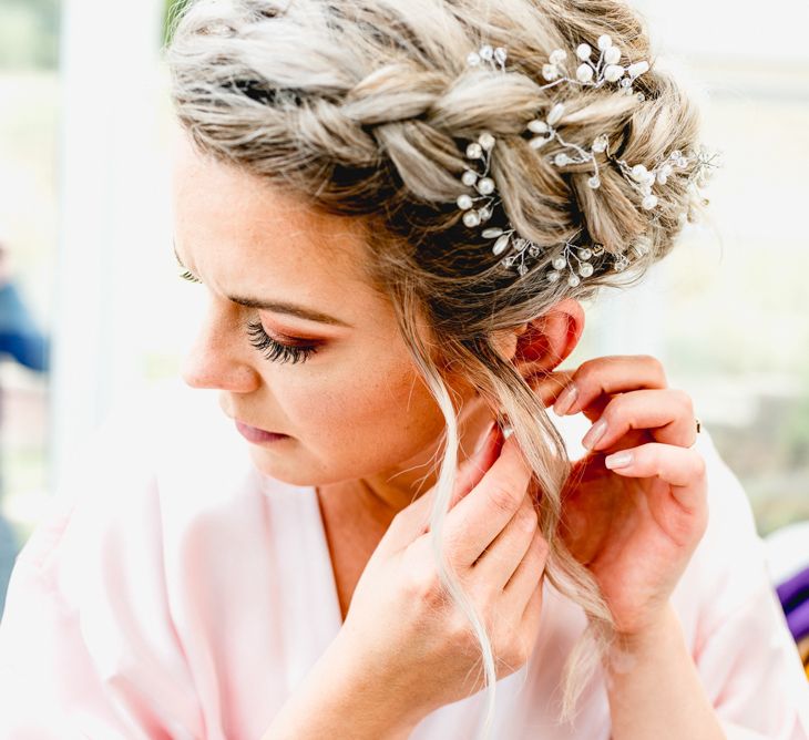 Bridal Morning Preparations | Bridal Braided Up DO with Hair Vine | Vintage Fairground at Blists Hill Victorian Town Museum in Ironbridge | Lisa Carpenter Photographer