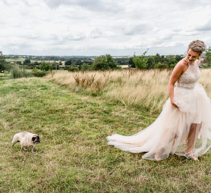 Bride in Halterneck Tulle Allure Bridal Wedding Dress | Vintage Fairground at Blists Hill Victorian Town Museum in Ironbridge | Lisa Carpenter Photographer