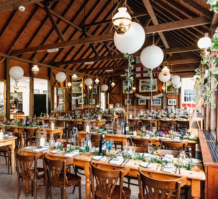 Wedding Reception Decor | Giant Balloons | Ivy | coloured Goblets | Wedding Bunting | Vintage Fairground at Blists Hill Victorian Town Museum in Ironbridge | Lisa Carpenter Photographer