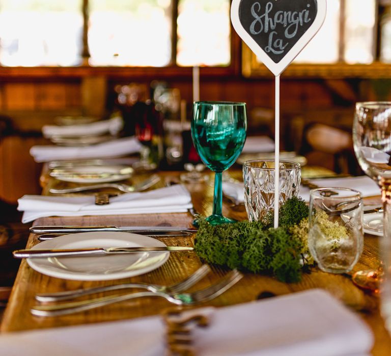 Wedding Reception Decor | Chalkboard Table Name| Ivy | coloured Goblets | Wedding Bunting | Vintage Fairground at Blists Hill Victorian Town Museum in Ironbridge | Lisa Carpenter Photographer