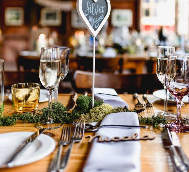 Wedding Reception Decor | Chalkboard Table Name| Ivy | coloured Goblets | Wedding Bunting | Vintage Fairground at Blists Hill Victorian Town Museum in Ironbridge | Lisa Carpenter Photographer