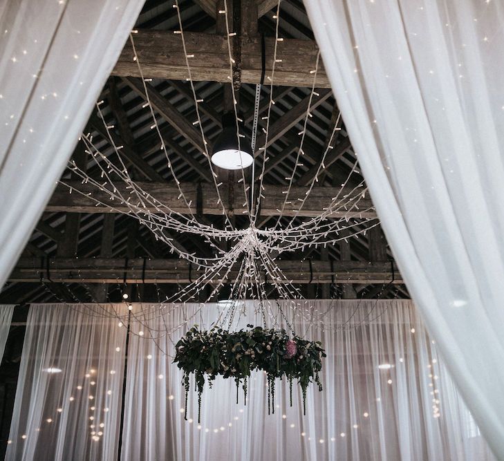 Drapes and Fairy Lights Wedding Venue Decor