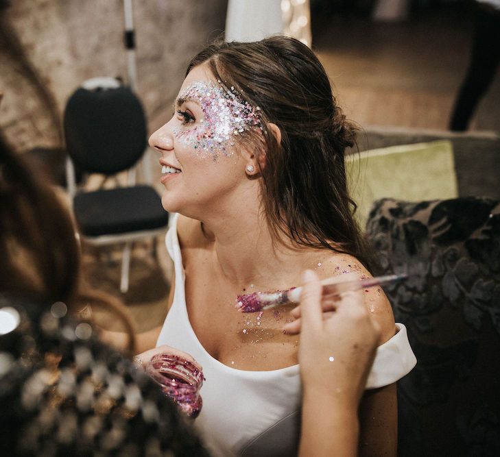 Bride with Glitter Face Paint