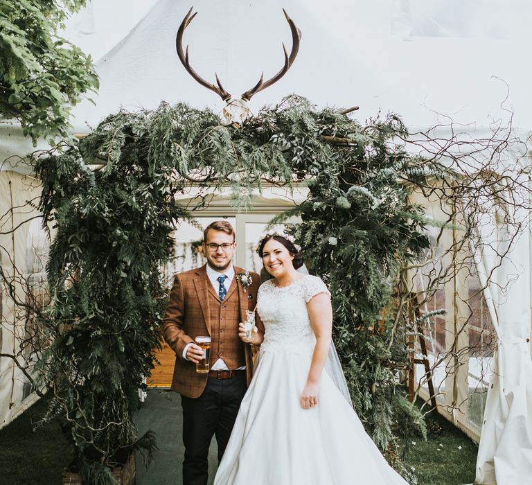 Woodland Luxe Wedding With Personalised Wooden Place Mats For Guests Marquee Wedding At Home With Images From Darina Stoda Photography