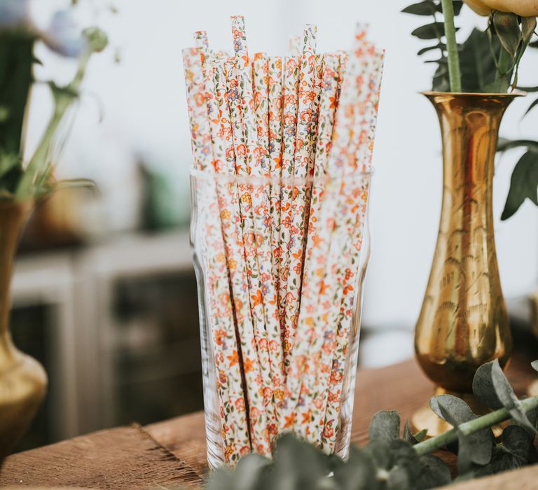 Paper Straws // Woodland Luxe Wedding With Personalised Wooden Place Mats For Guests Marquee Wedding At Home With Images From Darina Stoda Photography