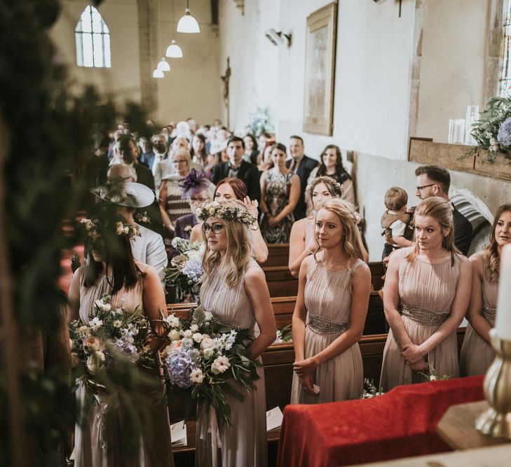 Church Wedding In Norfolk // Woodland Luxe Wedding With Personalised Wooden Place Mats For Guests Marquee Wedding At Home With Images From Darina Stoda Photography