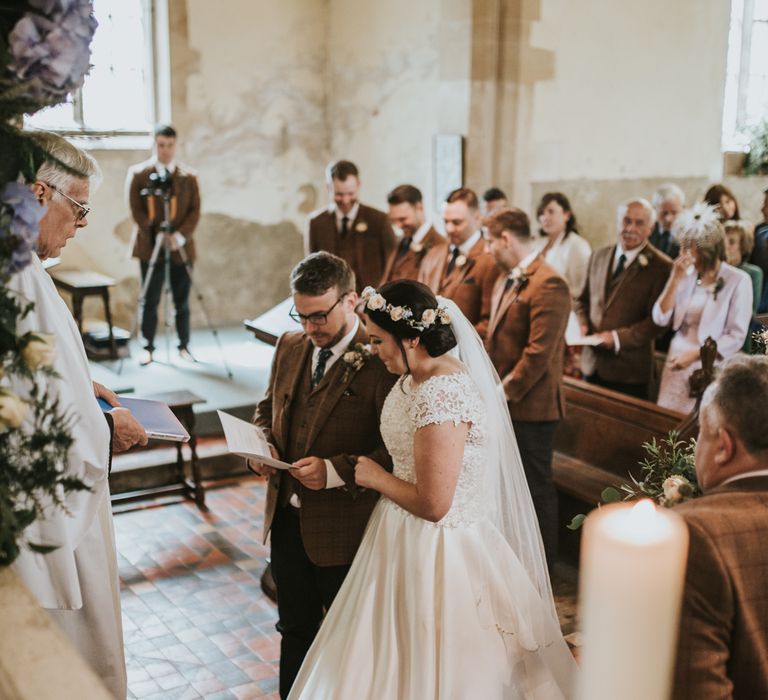 Church Wedding In Norfolk // Woodland Luxe Wedding With Personalised Wooden Place Mats For Guests Marquee Wedding At Home With Images From Darina Stoda Photography