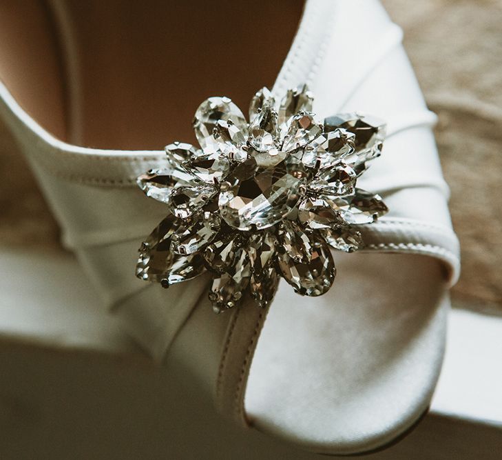 Jewel Encrusted Peep Tow Wedding Shoes