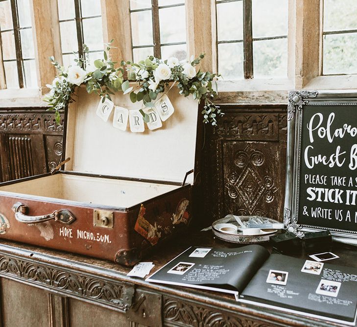 Vintage Suitcase CardBox and Polaroid Station Guest Book