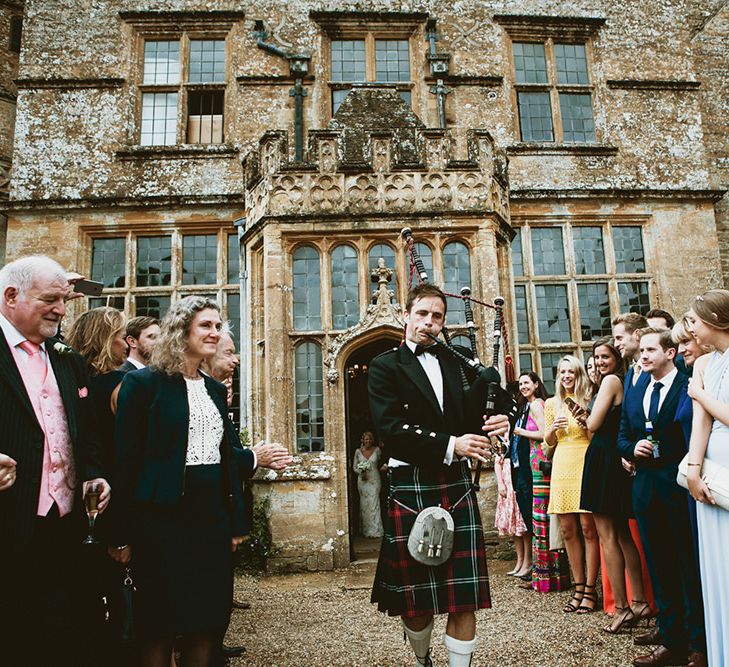 Bag Piper at Brympton House Wedding Venue