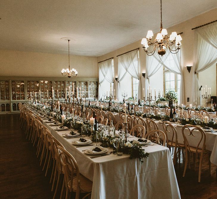 Brympton House Wedding Reception with Candelabra Centrepieces