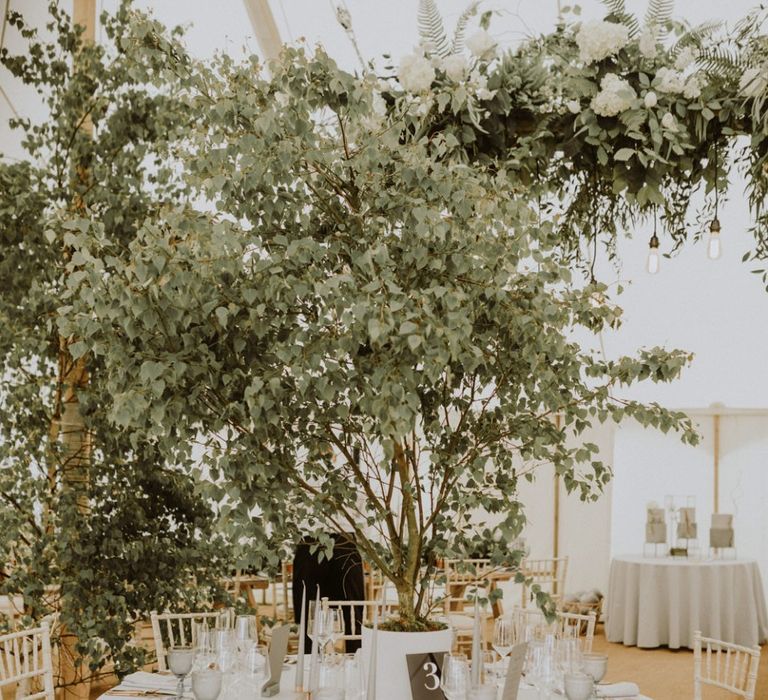 Foliage wedding decor at Lulworth Castle wedding