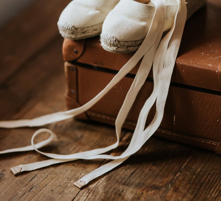 Espadrille Wedding Shoes | Outdoor Bohemian Destination Wedding at La Selva, Tuscany | Damien Milan Photography