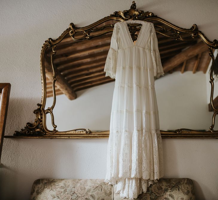 Spell &amp; the Gypsy Collective Bell Sleeve Wedding Dress for an Outdoor Bohemian Wedding at La Selva, Tuscany | Damien Milan Photography