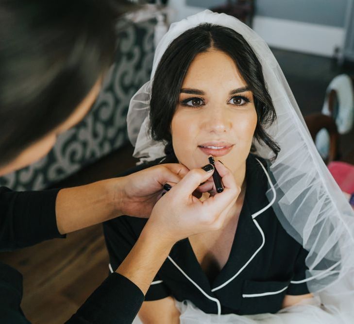 Bridal beauty preparations for civil ceremony at Hornington Manor