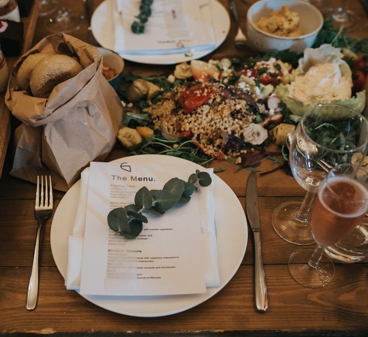 Sharing platters for guests at wedding breakfast after civil ceremony