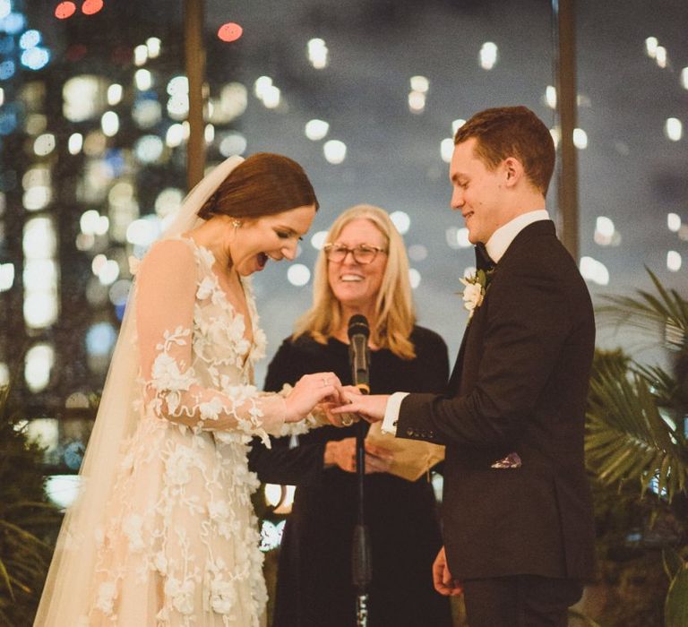 Bride in Marchesa bridal gown