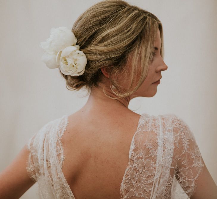 Bridal Up do with Fresh Flowers