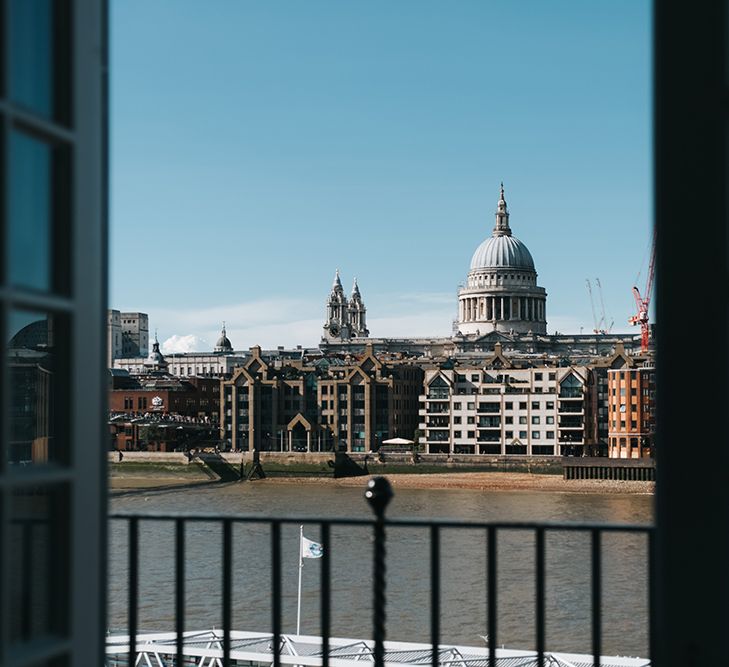 View of River Thames and St Paul's Cathedral from The Swan at The Globe | Meringue Kisses &amp; Colourful Wedding Flowers &amp; Stationery for a London Wedding at The Globe | Miss Gen