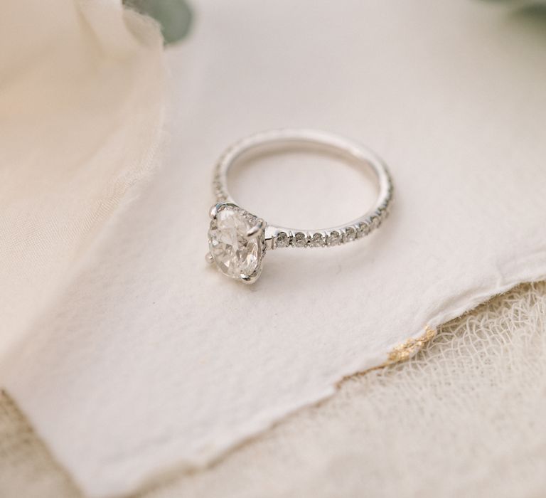 Diamond Engagement Ring | Contemporary Elegance Wedding in the Countryside  | M &amp; J Photography | Film by Jacob and Pauline