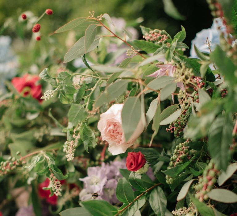 Peach, Pink &amp; Lilac Roses Wedding Flowers | Contemporary Elegance Wedding in the Countryside  | M &amp; J Photography | Film by Jacob and Pauline