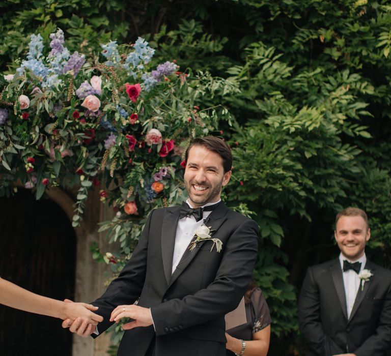 Outdoor Wedding Ceremony | Groom in Black Tie | Contemporary Elegance Wedding in the Countryside  | M &amp; J Photography | Film by Jacob and Pauline