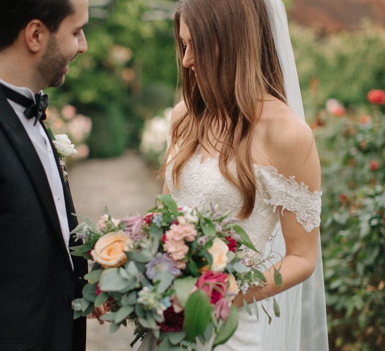 Bride in Lace Custom Made Pronovias Wedding Dress | Groom in Black Tie | Contemporary Elegance Wedding in the Countryside  | M &amp; J Photography | Film by Jacob and Pauline