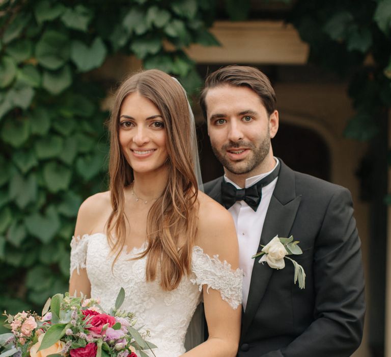 Bride in Lace Custom Made Pronovias Wedding Dress | Groom in Black Tie | Contemporary Elegance Wedding in the Countryside  | M &amp; J Photography | Film by Jacob and Pauline