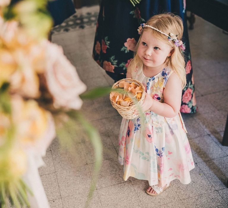 Cute flower girl at Italian wedding