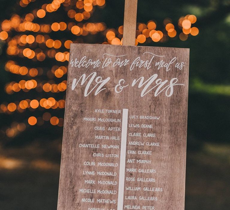 Wedding seating chart sign at Villa di Ulignano wedding