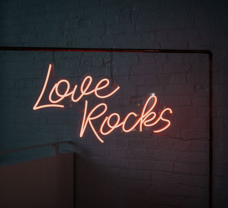 Love Rock Blush Pink Neon Wedding sign